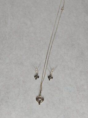 Sold'or Soldor Vintage 925 Sterling Silver Necklace Earrings Set 18 inches